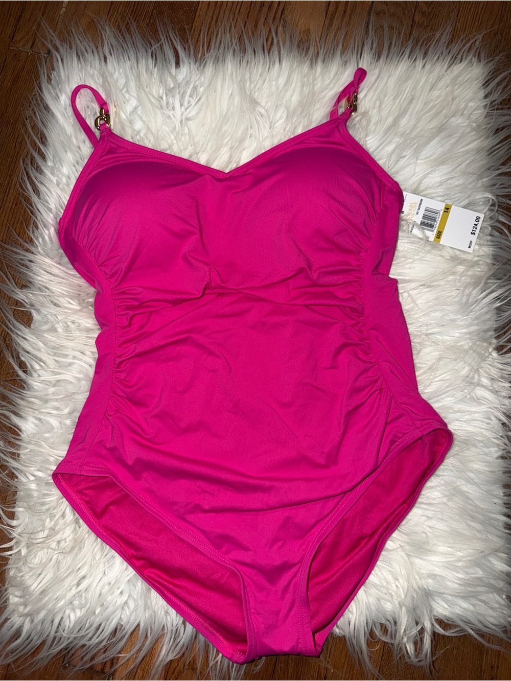 Michael Kors Solid Pink Chain Over the Shoulder One-Piece NWT